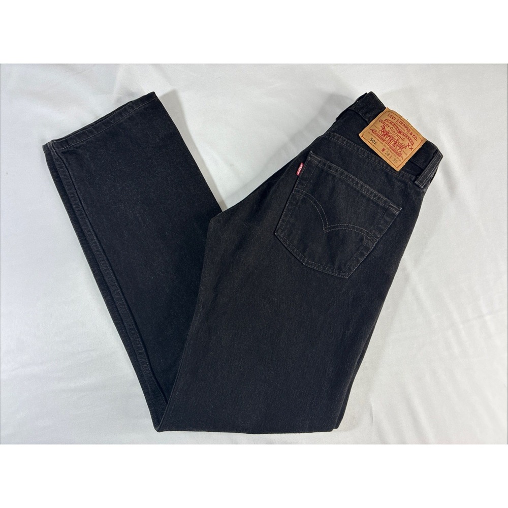 Levi's 501 Jeans USA Made Black Denim Button Fly 28x30 (FITS 26x29) April 1999